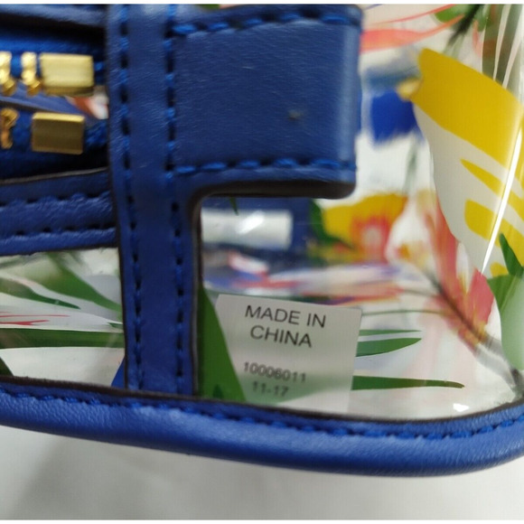 Tory Burch Clear Plastic Multicolor Flower Zipper Closure Cosmetic Pouch Wallet - Picture 13 of 13